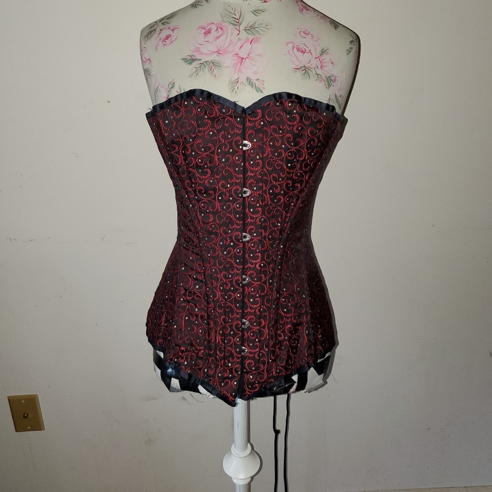 Vollers structured corset red black goth